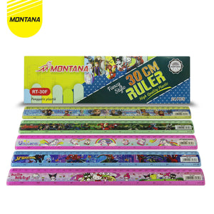 MONTANA Penggaris Akrilik 30 cm 24 Pcs Acrylic Ruler Fancy High Quality Plastic RT-30Fancy/Box