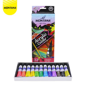 MONTANA Acrylic Colour Cat Akrilik 12 Warna Rich Pigments & Fast Drying TAC-12PT