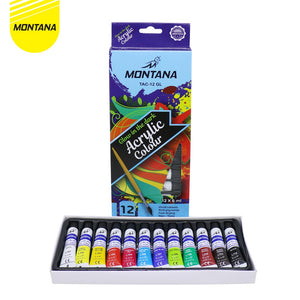 MONTANA Acrylic Colour Cat Akrilik 12 Warna Rich Pigments & Fast Drying TAC-12PT