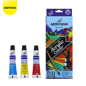 MONTANA Acrylic Colour Cat Akrilik 12 Warna Rich Pigments & Fast Drying TAC-12PT