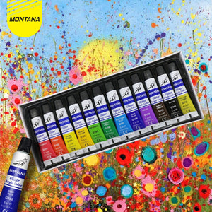 MONTANA Acrylic Colour Cat Akrilik 12 Warna Rich Pigments & Fast Drying TAC-12PT