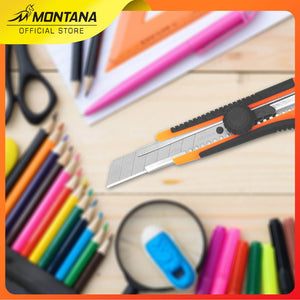 MONTANA Cutter Pisau Pemotong 15.5 x 4.5 cm Blade Knife Rubber Grip Serbaguna CTL-500 Orange