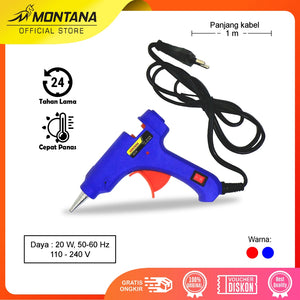 MONTANA Glue Gun Lem Tembak 20 Watt Perekat Serbaguna GG-01 Merah