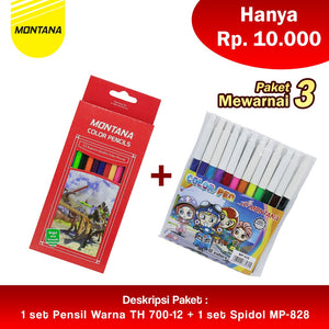 MONTANA Paket Mewarnai 3.0 Pensil Warna TH-700 + 12 Color Spidol MP 828