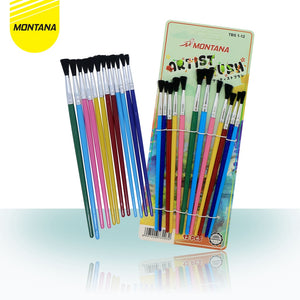 MONTANA Art Brush Set Alat Lukis Kuas Cat Air Minyak 18 - 20 cm Watercolor Brush Acrylic TBS 1-12