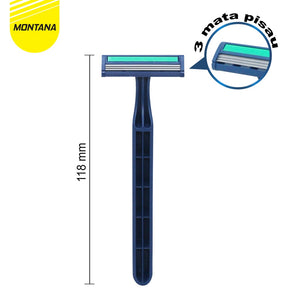 MONTANA 3 Razor Blades Stainless Alat Cukur 3 Mata Pisau 118m Perfection Shaving TRZ-3B