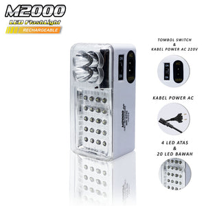 MONTANA x M2000 Lampu Senter Emergency LED 12.5 x 5.5 cm Flashlight Rechargeable MR-924-E