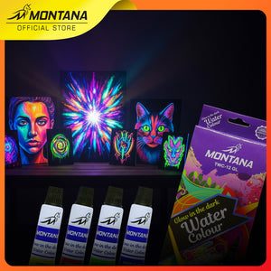 MONTANA Water Colour Cat Akrilik 12 Warna Rich Pigments & Fast Drying TWC-12 Glow In The Dark Series