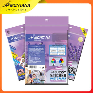MONTANA Glossy Sticker Photo Paper A4 20 Sheets 120 GSM Kertas Foto Stiker TGS-A420