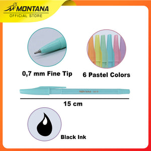 MONTANA Pulpen Pena 0.7mm Fine tip Ballpoint Pen Tinta Pekat dan Tahan Lama 141-P