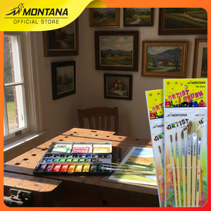 MONTANA Art Brush Set Alat Lukis Kuas Cat Air Minyak Watercolor Brush Acrylic Brw 2-12