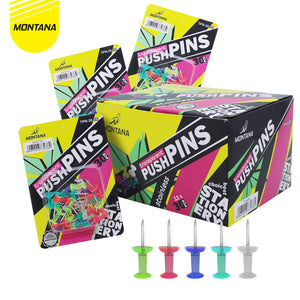 MONTANA Transparent Push Pin Jarum Tekan 30 Pcs Stainless Paku Pin Multiwarna TPN-30-TR/Box