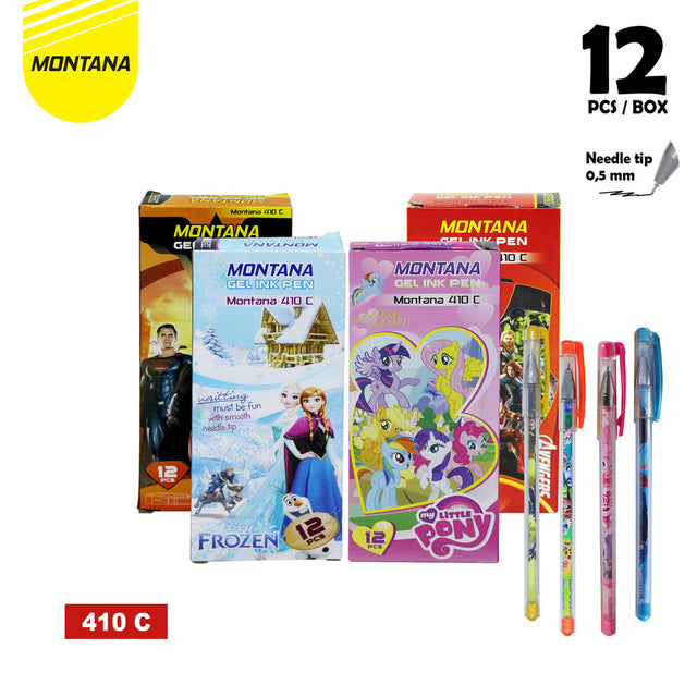 MONTANA Pulpen Gel 0.5mm 12 Pcs Ballpoint Pen Alat Tulis 410 C Hitam