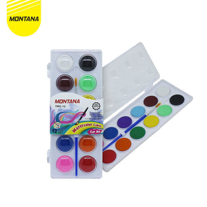 MONTANA Bundling 1 Set Water Color Cakes TWC-12 + 1 Set Water Colour 12 x 6ml TWC-12 PT