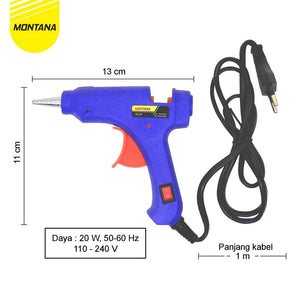 MONTANA Glue Gun 20 Watt + Glue Stick Refill 3 Pcs Perekat Serbaguna GG-01+TLG-02