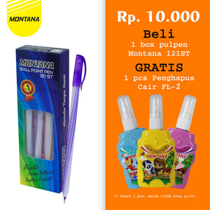 MONTANA Buy 1 Get 1 Pulpen Pena 0.7mm Fine tip Free 1 Pcs Ballpoint Bunga + Pegas 121-ST