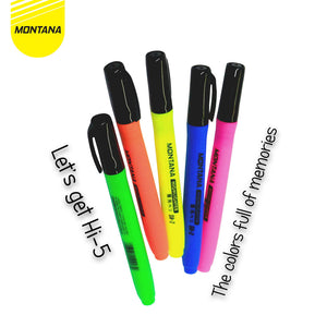 MONTANA Paket Highlighter Spidol Warna 5 Pcs Water Based Pendanda Berwarna