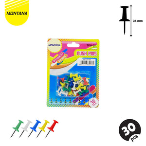 MONTANA Push Pin Jarum Tekan 30 Pcs Best Quality Colorful Paku Pin Multiwarna TPN-30