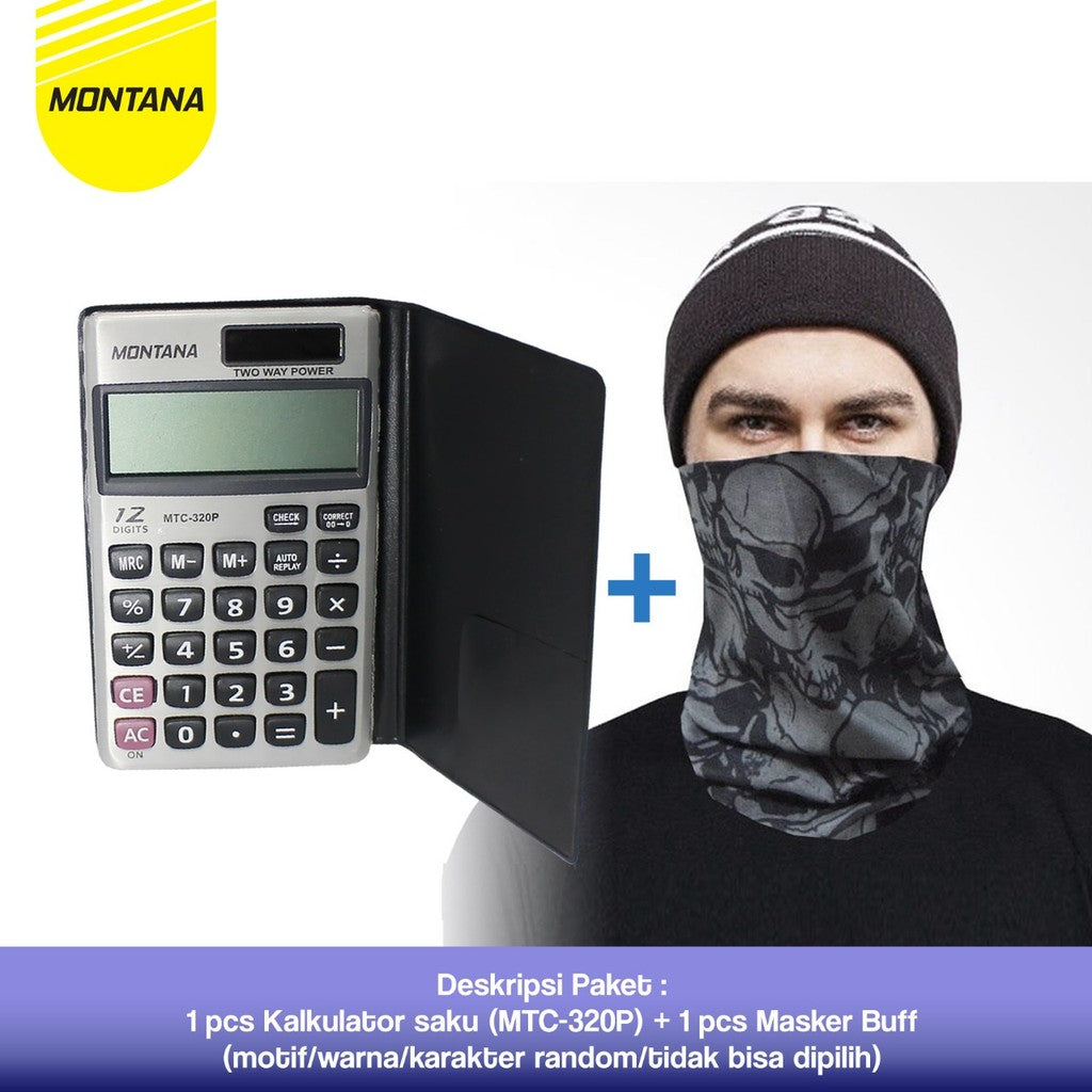 MONTANA Bundling Kalkulator MTC-320 Free Masker Buff 1 Pcs Calculator 12 Digits