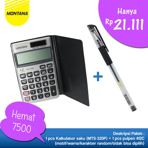 MONTANA Bundling Alat Kantor 1 Pcs Kalkulator MTC-320 + 1 Pcs Pulpen 412-C