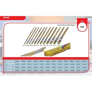 MONTANA Brush Kuas Cat Air Lukis 31.8 cm 6 Pcs Watercolor Brush Acrylic BRW-1