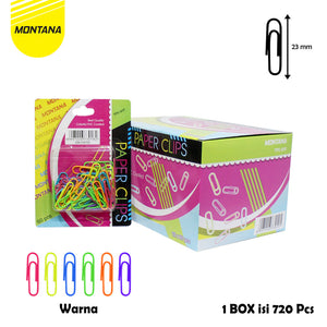 MONTANA Paper Clip 23 mm 1 Box 720 Pcs Klip Penjepit Kertas TPC-01F