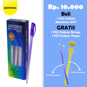 MONTANA Buy 1 Get 1 Pulpen Pena 0.7mm Fine tip Free 1 Pcs Ballpoint Bunga + Pegas 121-ST