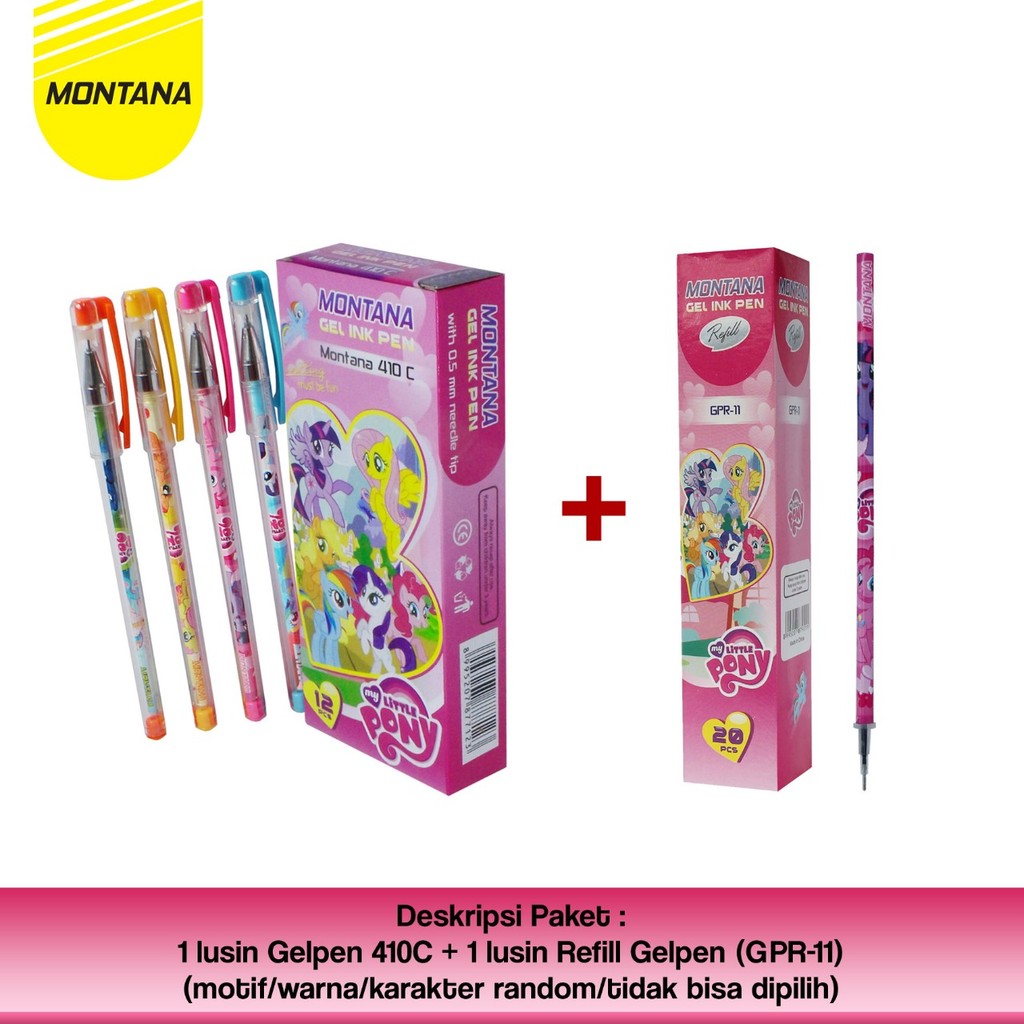 MONTANA Bundling Pulpen Pena Ballpoint 0.5mm 1 Lusin Free Gel Pen Refill 410-C + GPR11 Random
