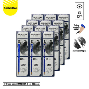 MONTANA Pensil 2B Lulus Uji Komputer 1 Gross Pencil Alat Tulis Sekolah MT2B01-B