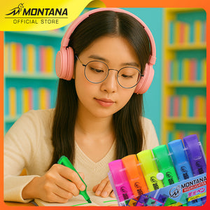 MONTANA Highlighter Fluorescene Set 6 Warna Colors MHL-6FL Penanda Berwarna Textliner
