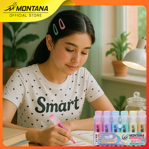 MONTANA Highlighter Pastel Set 6 Warna Colors MHL-6FL Penanda Berwarna Textliner Pastel