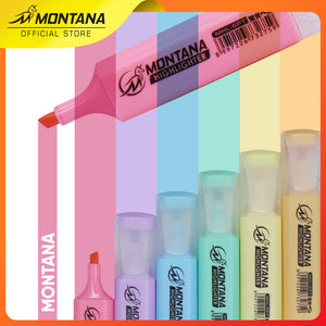 MONTANA Highlighter Pastel Set 6 Warna Colors MHL-6FL Penanda Berwarna Textliner Pastel