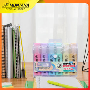 MONTANA Highlighter Pastel Set 6 Warna Colors MHL-6FL Penanda Berwarna Textliner Pastel