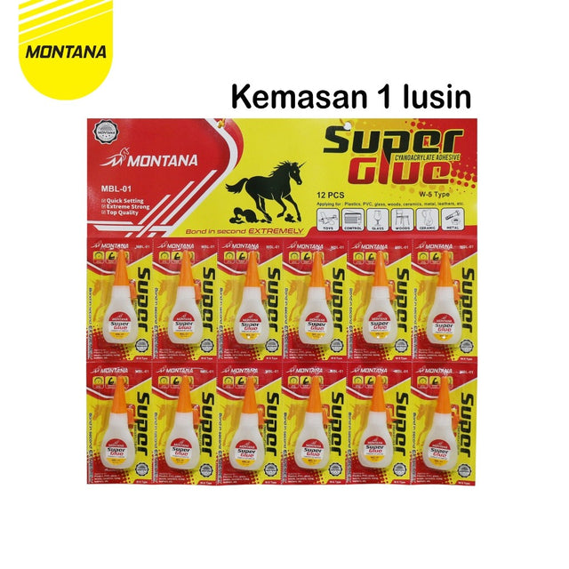 MONTANA Super Glue Lem Korea Kaca Besi Adhesive Glue Perekat Serbaguna MBL-01 Papan 12Pcs