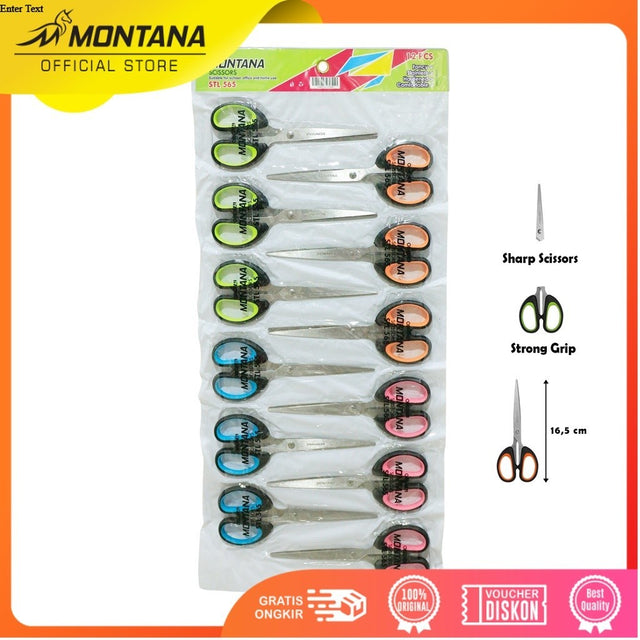 MONTANA Scissors Gunting Stainless Steel 16.5 Cm Multipurpose Kuat Tajam Anti Karat STL-565/Lusin