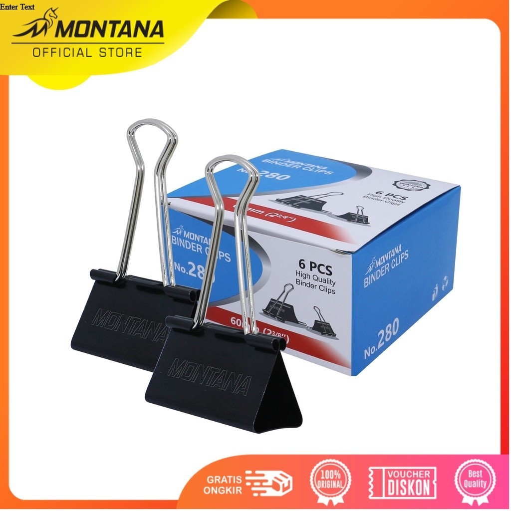 MONTANA Binder Clip Penjepit Kertas 190 x 60 mm 6 Pcs Paperclip Klip Serbaguna MTBC-280