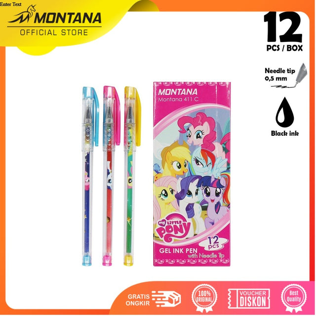MONTANA Pulpen Pena Gel 0.5mm 12 Pcs Ballpoint Pen Alat Tulis 411 C-UNICORN