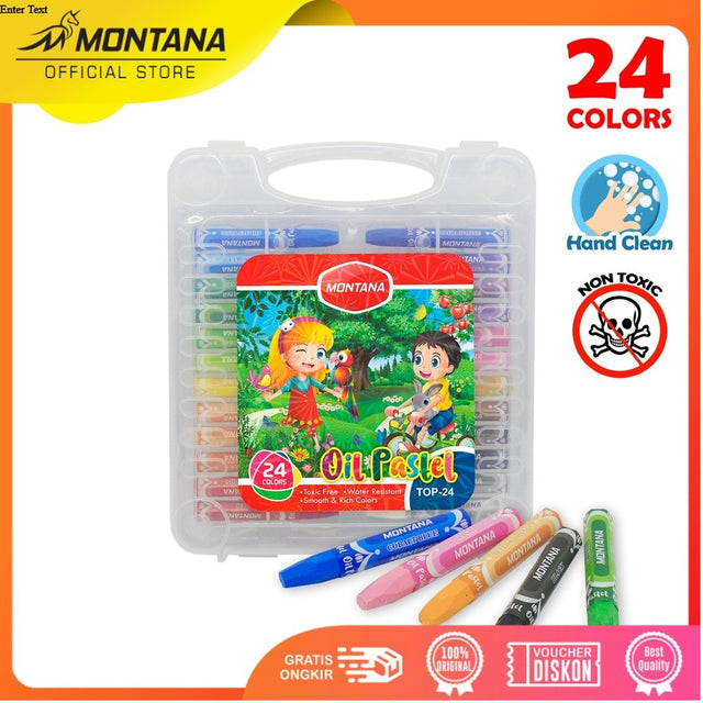 MONTANA Oil Pastel Krayon Minyak 24 Warna Water Resistant Alat Mewarnai TOP24B
