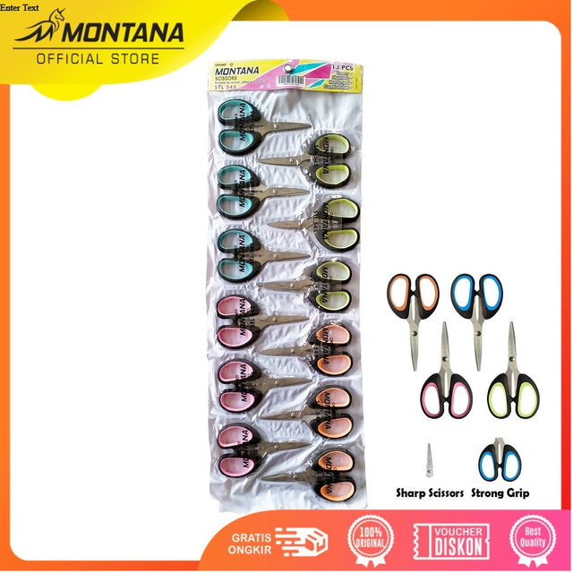MONTANA Scissors Gunting Stainless Steel 12 Cm Strong Grip Kuat Tajam Anti Karat STL-545/Lusin