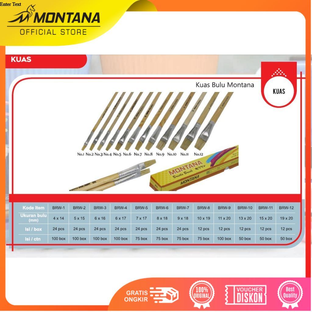 MONTANA Brush Kuas Cat Air Lukis 31.8 cm Watercolor Brush Acrylic Nylon BRW-2/Retail