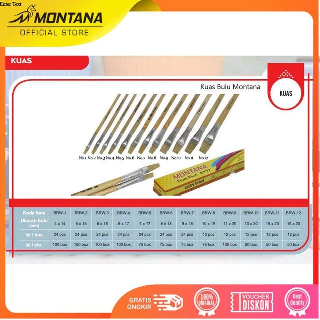 MONTANA Brush Kuas Cat Air Lukis 31.8 cm Watercolor Brush Acrylic Nylon BRW-2/Retail