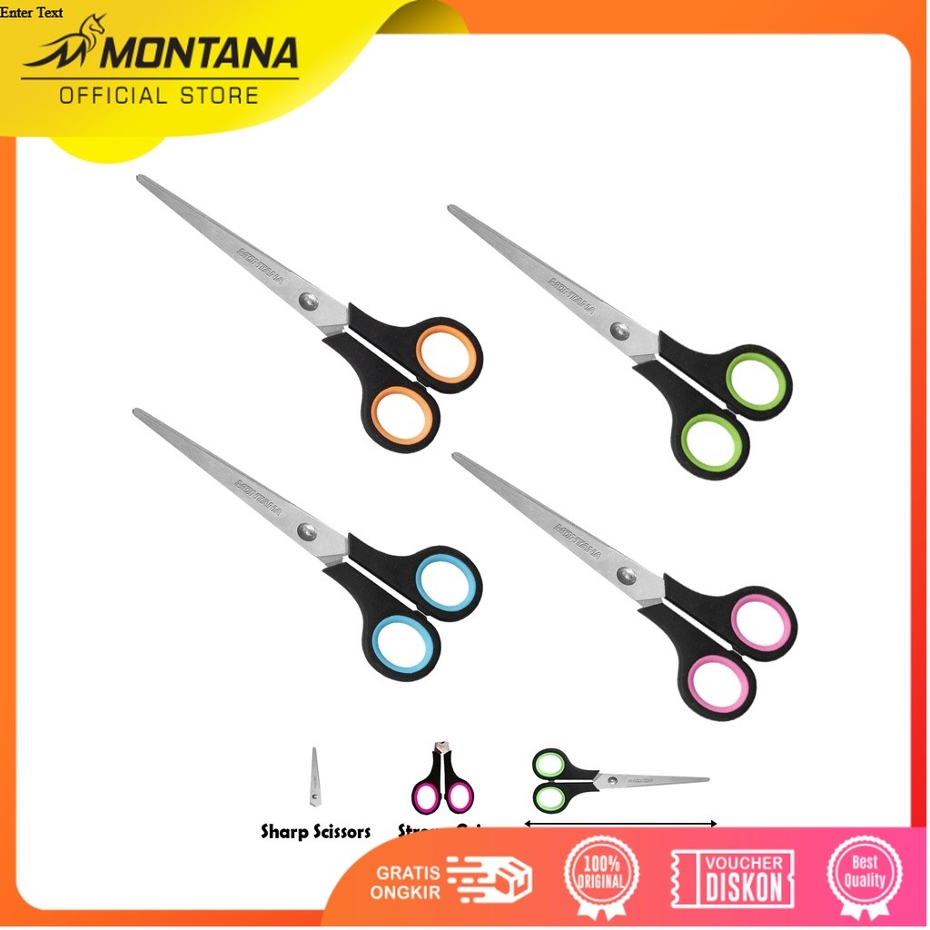 MONTANA Scissors Gunting Stainless Steel 16 Cm Multipurpose Kuat Tajam Anti Karat STL-560/Retail
