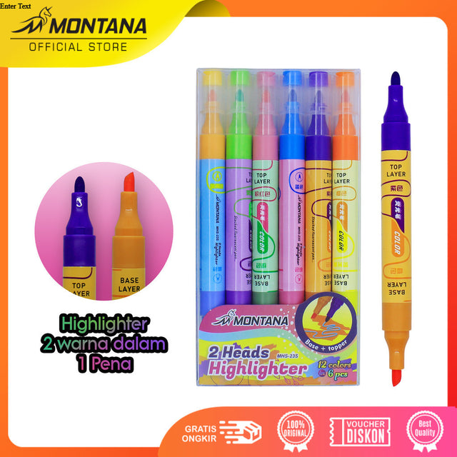 MONTANA 2 Heads Highlighter Double Color Penanda Berwarna 2 Tip Warna MH-23S