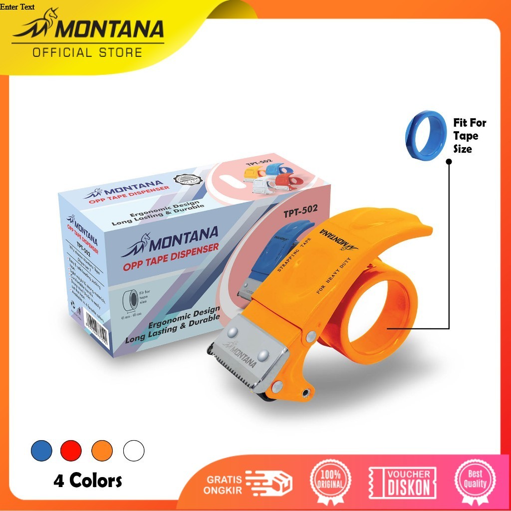 MONTANA Tape Dispenser Lakban 14.2 x 8.5 x 6 cm Long Lasting & Durable Serbaguna TPT-502