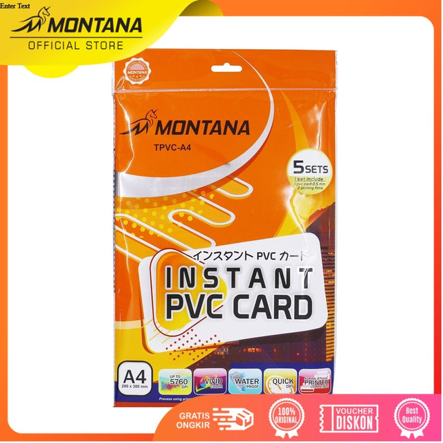 MONTANA Instant PVC Card Kertas PVC Bahan Id Card A4 300 GSM Waterproof Quick Dry TPVC-A4
