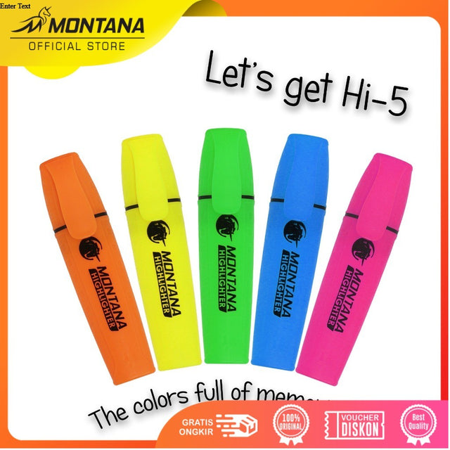 MONTANA Paket Highlighter Stabilo 5 Warna Color Marker Penanda Berwarna SET-SH1
