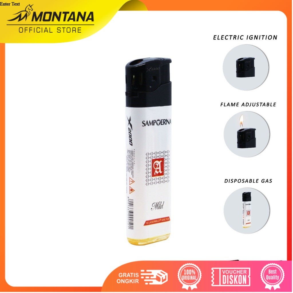 MONTANA Korek Api Gas 8.2 x 2.4 cm Windproof Diposable NYA-311KWS/Retail