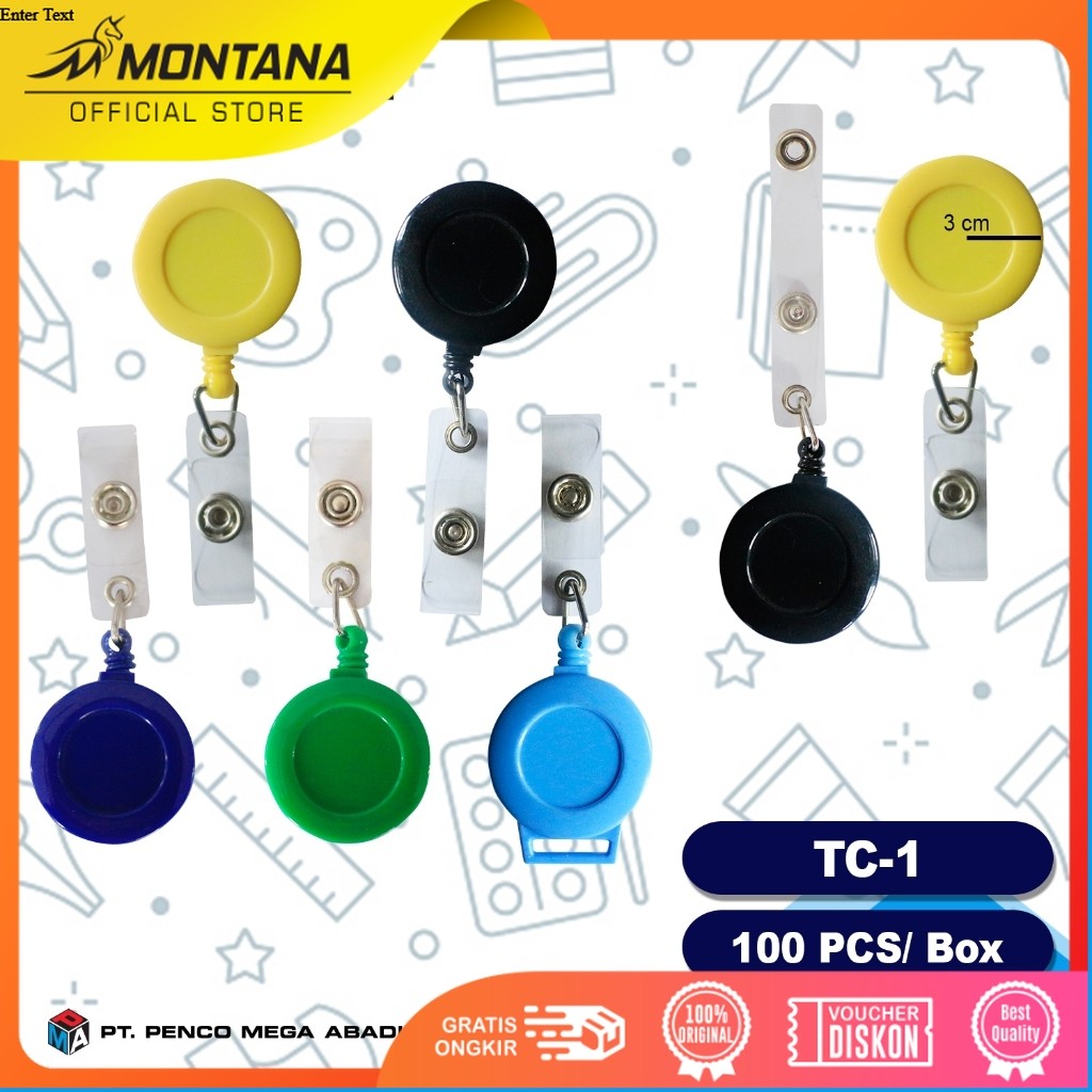 MONTANA Yoyo Gantungan Id Card Plastik Panjang Tali 70 cm Name Tag TC-1/Green-Solid