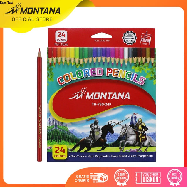 MONTANA Pensil Warna 24 Colored Pencils High Pigments Non Toxic TH-750