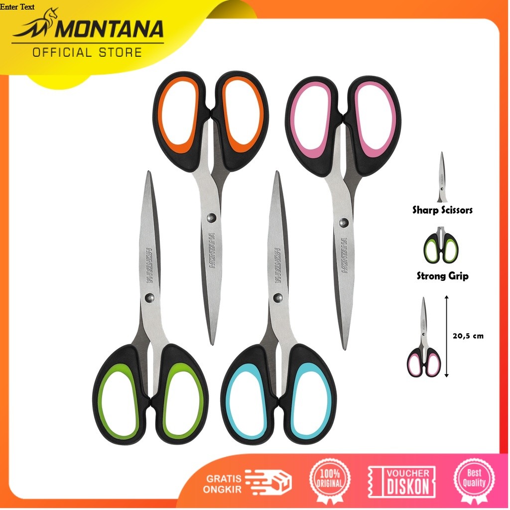 MONTANA Scissors Gunting Stainless Steel 20.5 Cm Multipurpose Kuat Tajam Anti Karat STL-580/Retail